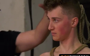 Sub twink dommed and jacked off by master until he cums intensely