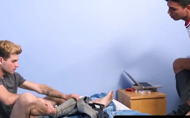 Young twink barebacked passionately in step family threesome with love