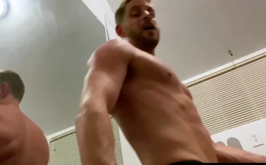 Muscular jock Johnny Ford works out and jerks off in jockstraps