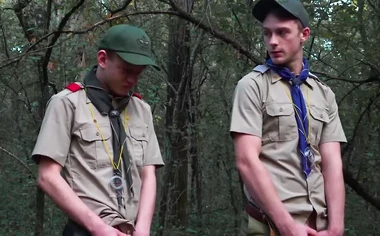 Throbbing cock scout Cole sucked off before bareback sex