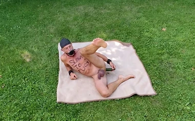 naked pathetic slave outdoor dogtail enema humiliating bodywriting cucumberfuck, cmnm