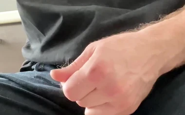 I got horny in the office at work and I'm jerking my small dick under the table!