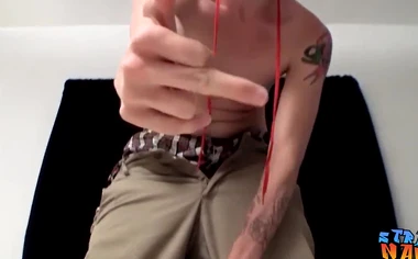 Tough guy plays with his dick solo