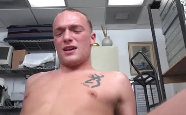 Tattooed jock sucking off BBC manager before riding him POV