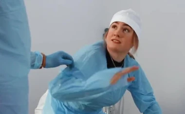 The obstetrician sucks the guy next to his wife giving birth