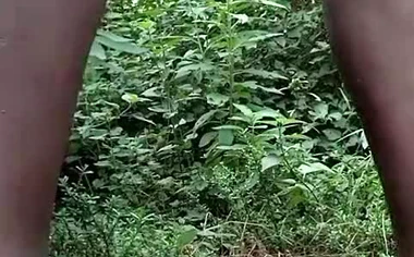 Naughty boy jerking off in the woods and shooting a load