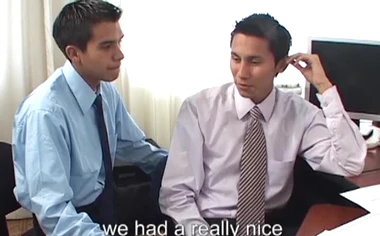 Two cock hungry Latino twinks screwing at the office