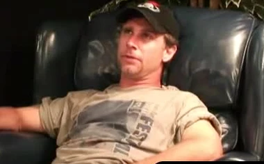 Older gay dude strokes his cock and covers himself in hot cum