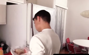 Lusty stepson craves for daddy's big cock in his mouth and throat