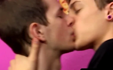 Skinny twink big dick tugged during intense ass fucking