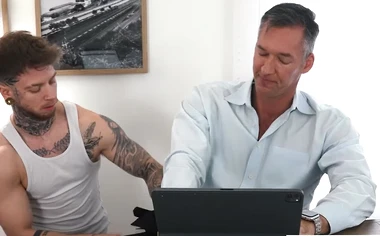 Atlas Alexander straddles Silver Steele and bounces on his cock