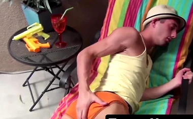 Young gay's undies fingering and intense jerk off session