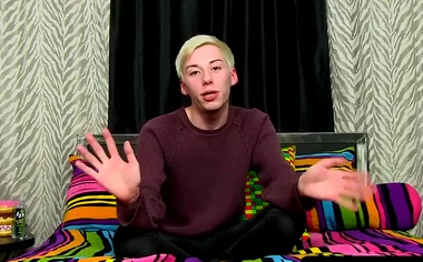 Solo twink Jax Marnell drills ass with toy and wanks cock hard
