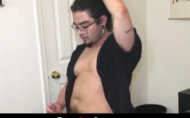 Chubby punk rocker jerks off his fat cock until he explodes